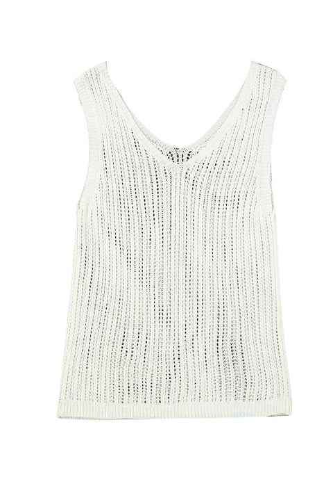 Hollowed Knit V Neck Tank Top