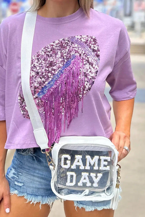 White GAME DAY Pattern Clear Shoulder Bag