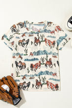 Beige Western Fashion Mustang River Printed Mesh T Shirt