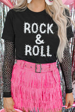 Black ROCK & ROLL Graphic Crew Neck Tee