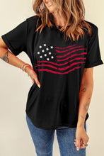 Black American Flag Graphic Crew Neck T Shirt