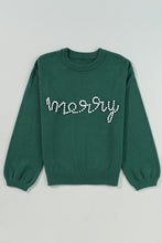 Blackish Green Pearl Beaded Merry Casual Sweater