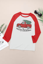 Christmas Tree Snowflakes Graphic Raglan Top