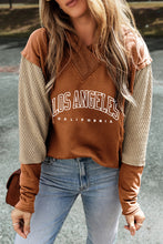 Chestnut LOS ANGELES Colorblock Textured Knit Patchwork Hoodie