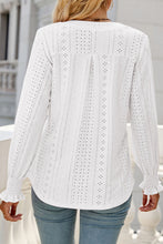 White Split Neck Textured Loose Blouse