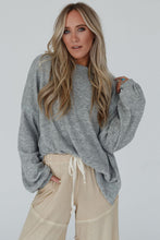 Medium Grey Side Split Drop Shoulder Oversized Top