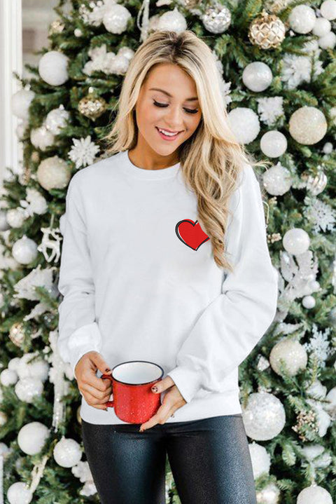 Heart Shaped Embroidered Pullover Sweatshirt