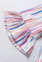 White Multicolor Striped Splash Half Sleeve Blouse