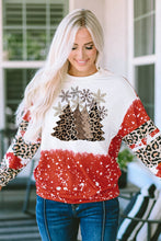 Red Tie Dye Leopard Christmas Tree Graphic Top