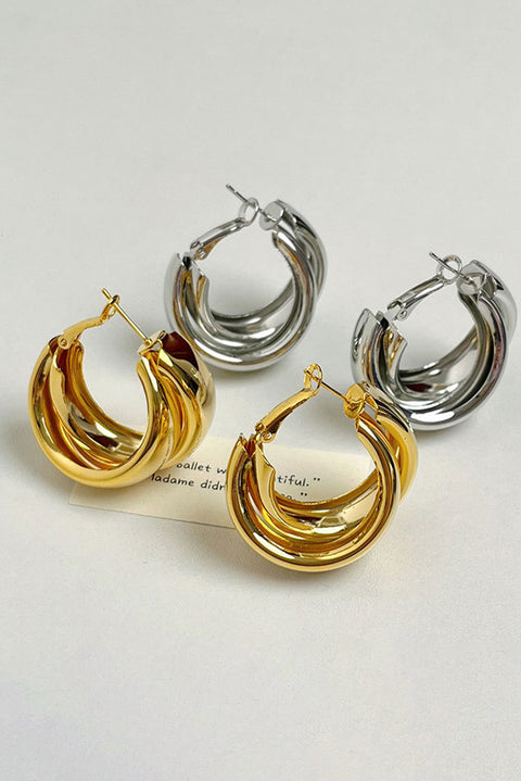 Gold Layered Hoop Studded Earrings