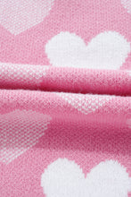 Pink Pearled Heart Print Valentines Crew Neck Sweater