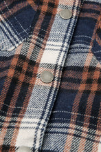 Blue Plaid Pattern Sherpa Lined Hooded Shacket