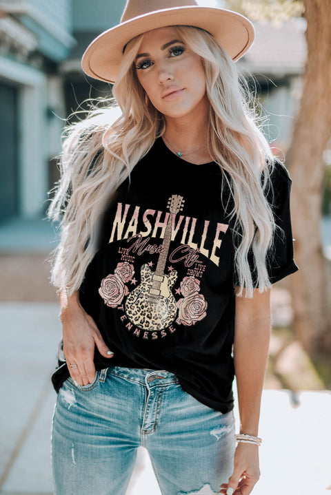 NASHVILLE MUSIC CITY Camiseta gráfica con cuello redondo