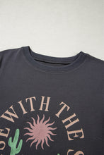 Dark Grey RISE WITH THE SUN Western Fashion Graphic Tee