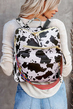 White Cow Print Multi Compartment PU Leather Backpack