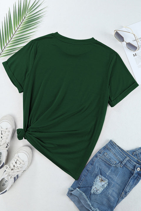 Green MAMA Flower Slogan Print Crew Neck T Shirt