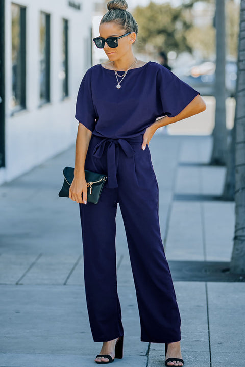 Belted Wide Leg Jumpsuit