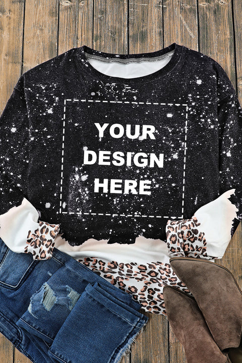 Snowy Christmas Graphic Leopard Bleached Sweatshirt