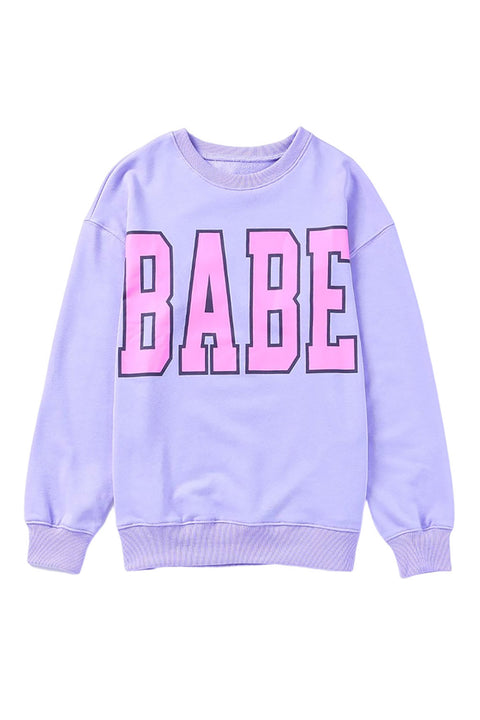 BABE Letter Graphic Pullover Sweatshirt