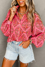 Strawberry Pink Aesthetic Floral Puff Sleeve Shirt