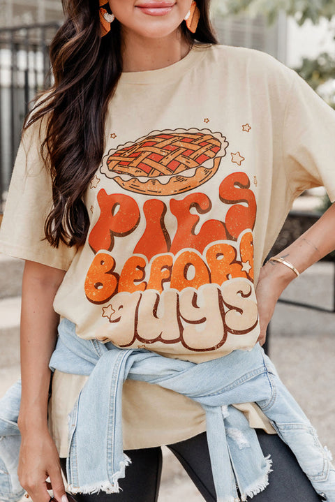 Khaki PIES BEFORE GUYS Thanksgiving Fashion Tee