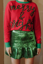 Red Tinsel Merry & Bright Graphic Contrast Trim Sweater