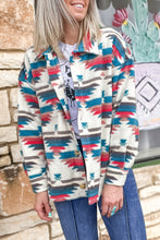 Multicolor Aztec Print Button-up Turn Down Collar Shacket