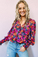 Floral Print Wrap V Neck Long Sleeve Bodysuit