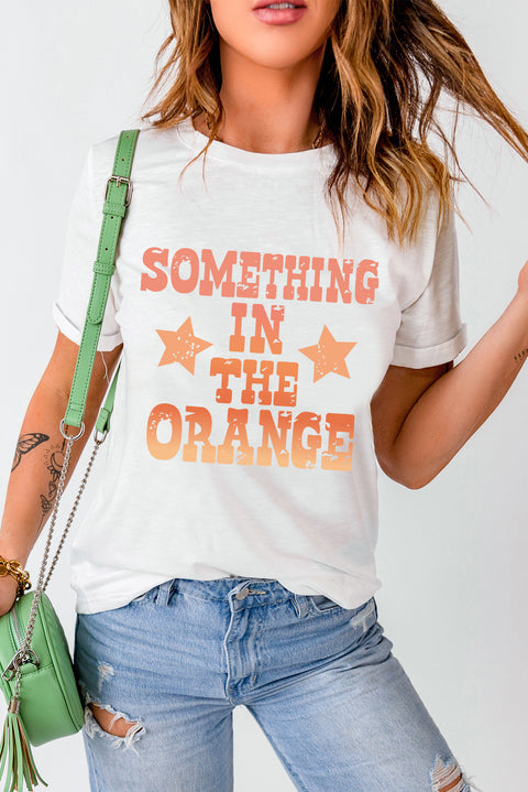 White SOMETHING IN THE ORANGE Graphic Crew Neck T Shirt