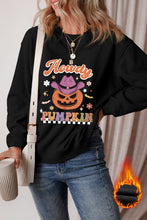 Black Halloween Howdy PUMPKIN Print Crew Neck Pullover Sweatshirt