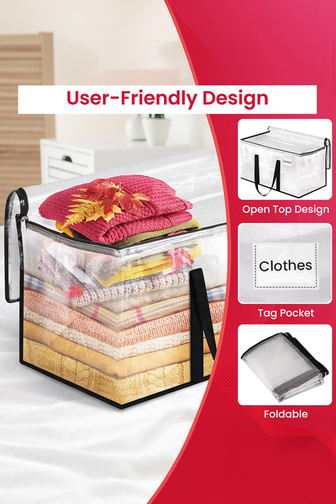 White Foldable Clear Large Storage Bag with Tag Pocket