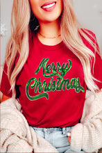 Red Merry Christmas Graphic Crewneck T Shirt