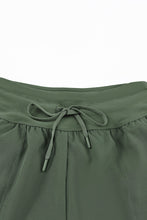 Green Solid Pocketed Drawstring High Waist Swim Bottom