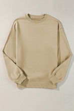 Parchment Solid Loose Crew Neck Fleece Sweatshirt