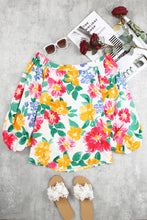 Water Painting Flowers Puff Sleeve Blouse