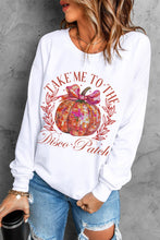 Beige Halloween Disco Ball Pumpkin Print Pullover Sweatshirt