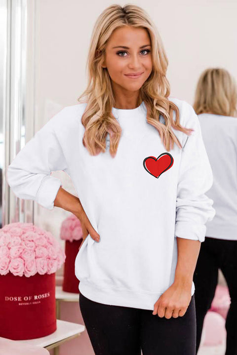 Heart Shaped Embroidered Pullover Sweatshirt