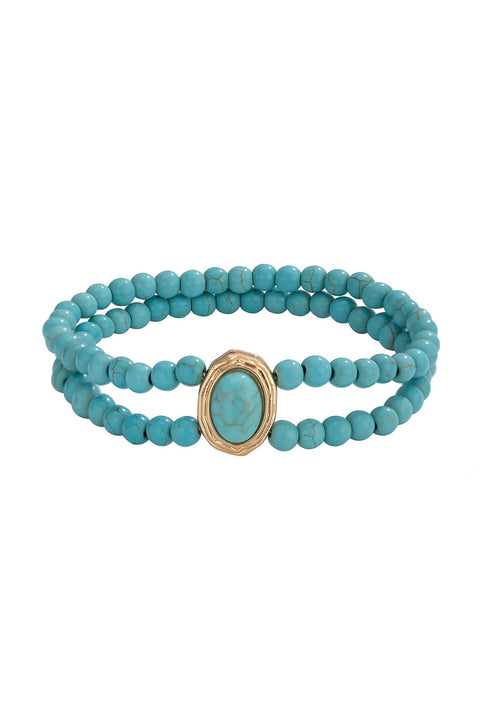 Light Blue Pearl/Turquoise Beaded Double Layered Anklet