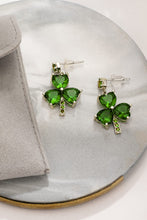 Mist Green Clover Diamond Studded Dangle Earrings