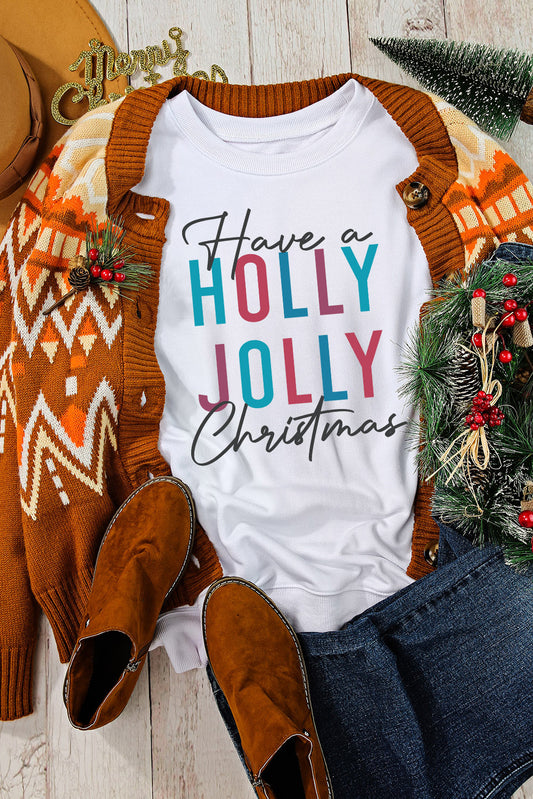 Blanco Que tengas una Navidad HOLLY JOLLY Sudadera sin capucha