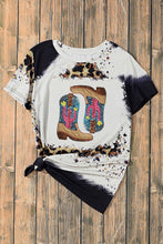 Leopard Tie Dye Sequin Cactus Cowboy Boots Graphic T Shirt