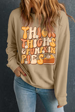 Khaki Thick Thighs & Pumpkin Pies Drop Shoulder Graphic Sweatshirt