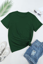 Green Casual Plain Crew Neck Tee