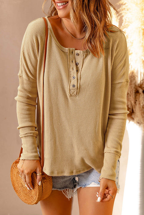 Top henley de punto gofre