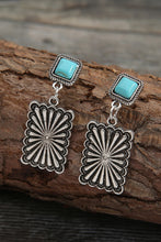 Silvery Retro Western Geometric Turquoise Stud Earrings