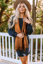 Chestnut Bohemian Fringe Trim Textured Scarf