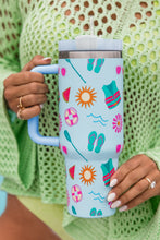 Light Blue Beach Day Fun Pattern Cup with Handle 40oz