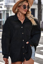 Black Plus Size Chest Pocket Waffle Knit Shirt