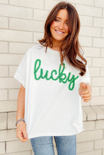 White Lucky Tinsel Graphic St Patrick Fashion Tee