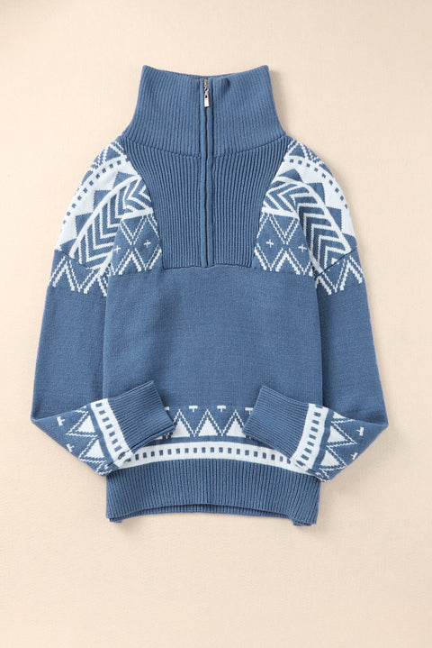 Geometry Knit Quarter Zip Sweater